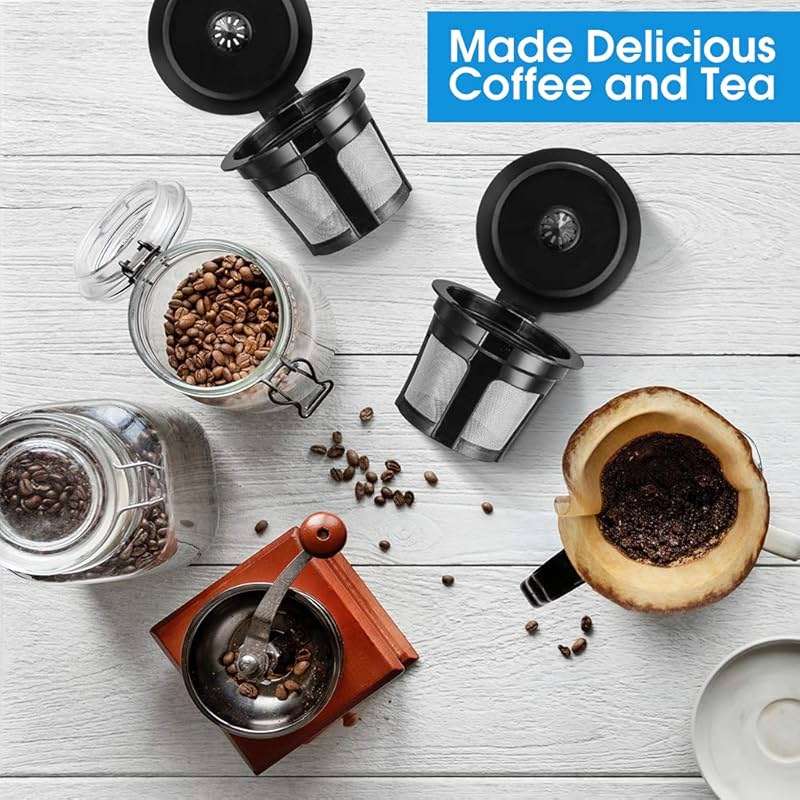 Reusable K Cups, Universal Fit Reusable Coffee Filters with Food Grade Stainless Steel Mesh Eco-Friendly Coffee Pods, for 1.0 and 2.0 Brewers (4) - Image 5