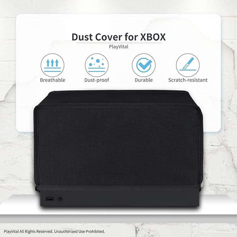 PlayVital Black Nylon Horizontal Dust Cover for Xbox Series X Console, Soft Neat Lining Dust Guard, Anti Scratch Waterproof Cover Sleeve for Xbox Series X Console - Image 3