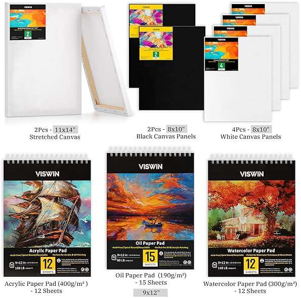 VISWIN Professional All-in-One Art Painting Kit with Aluminum & Beech Wood Easel, 96 Acrylic, Watercolor & Oil Paint Set, Canvas, Painting Set with Complete Art Supplies for Adult, Artist, Beginner - Image 4