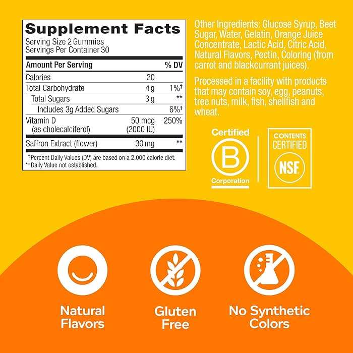 OLLY Hello Happy Gummy Worms, Mood Support Gummies For Adults,* Saffron Extract, Vitamin D, Tropical Zing Flavored, 30 Day Supply - 60 Count - Image 2