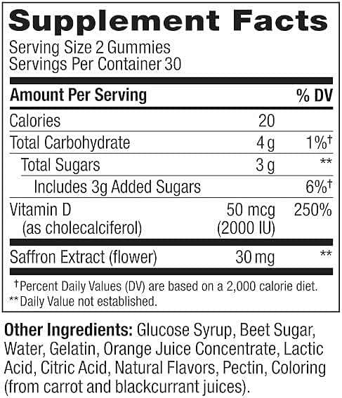 OLLY Hello Happy Gummy Worms, Mood Support Gummies For Adults,* Saffron Extract, Vitamin D, Tropical Zing Flavored, 30 Day Supply - 60 Count - Image 8
