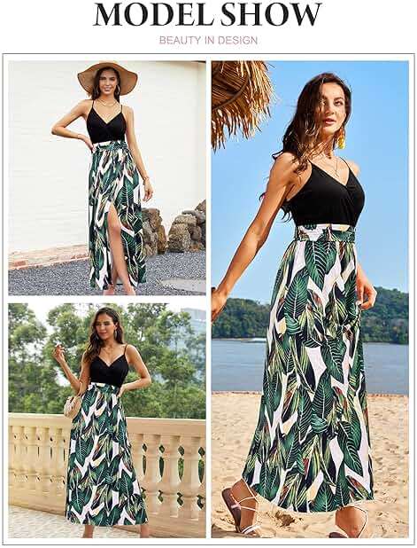 Newshows Women's 2026 Lightweight Summer Wedding Guest Beach Vacation Casual V Neck Split Flowy Maxi Dress - Image 2