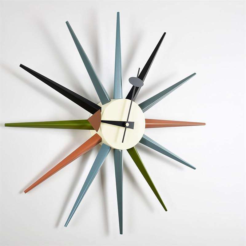 MOLEIHAO Mid Century Modern Wall Clock Large Silent Non Ticking 18 inch Solid Wood Retro Sunburst Clock for Living Room Decor,Office Kitchen - Image 7