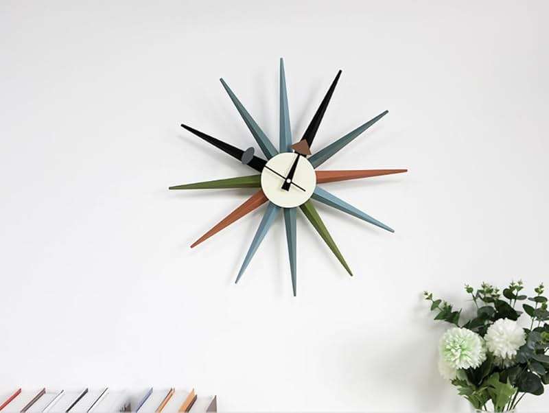 MOLEIHAO Mid Century Modern Wall Clock Large Silent Non Ticking 18 inch Solid Wood Retro Sunburst Clock for Living Room Decor,Office Kitchen - Image 9