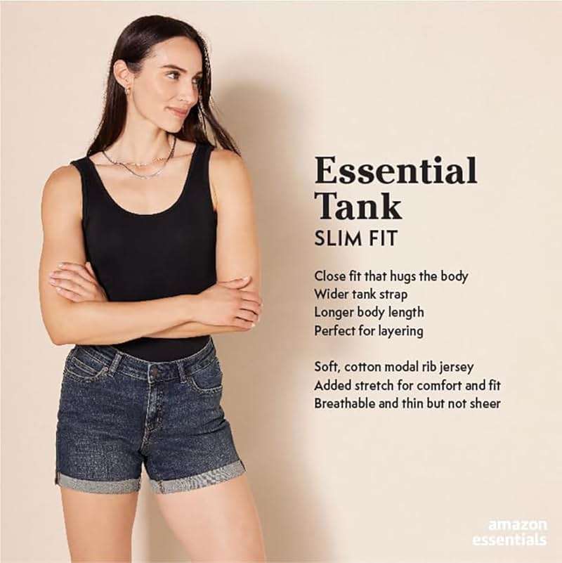 Amazon Essentials Women's Slim-Fit Ribbed Scoop Neck Tank Tops - Image 2