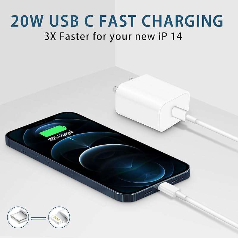 CXX Charger for iPhone 20W Fast Charging [MFi Certified, 2-Pack] USB-C PD Block & 6FT Cable Compatible with iPhone 14/13/12/11/Pro/Plus/Max/Mini/SE, iPad & More - Image 6