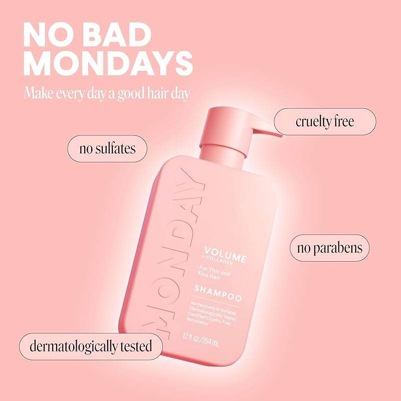 MONDAY HAIRCARE VOLUME Shampoo with Hydrolyzed Collagen & Macadamia Oil for Thin, Fine & Flat Hair 354 mL - Image 6