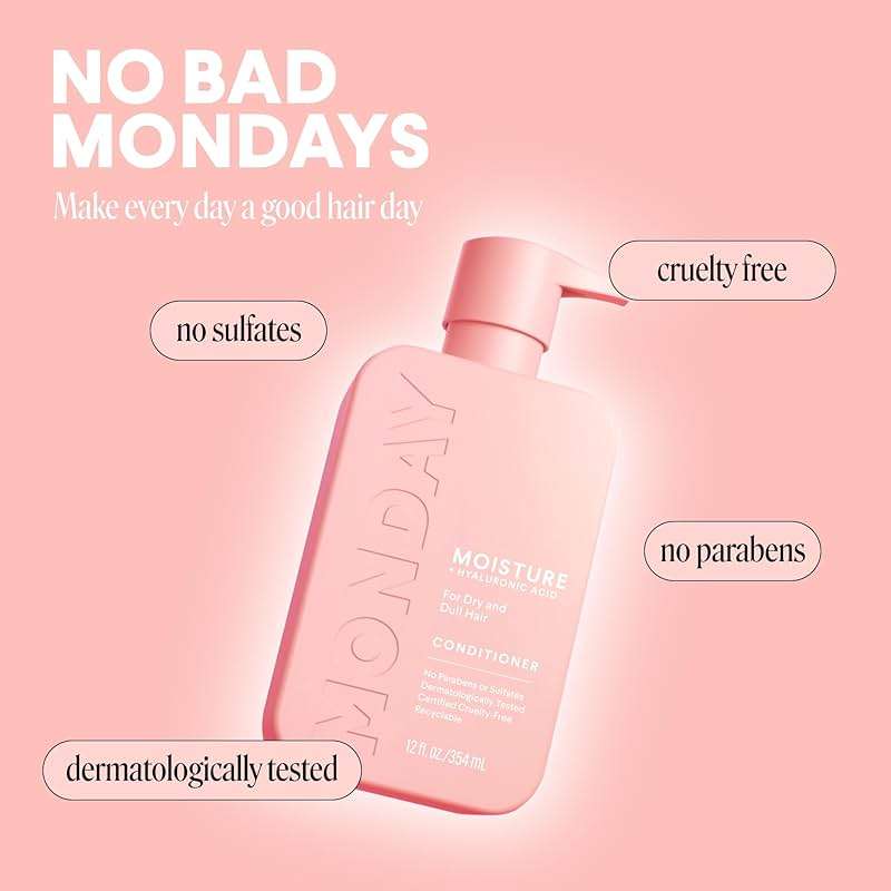 MONDAY HAIRCARE MOISTURE Conditioner with Hyaluronic Acid, Coconut Oil & Shea Butter for Dry & Dull Hair 354 mL - Image 6