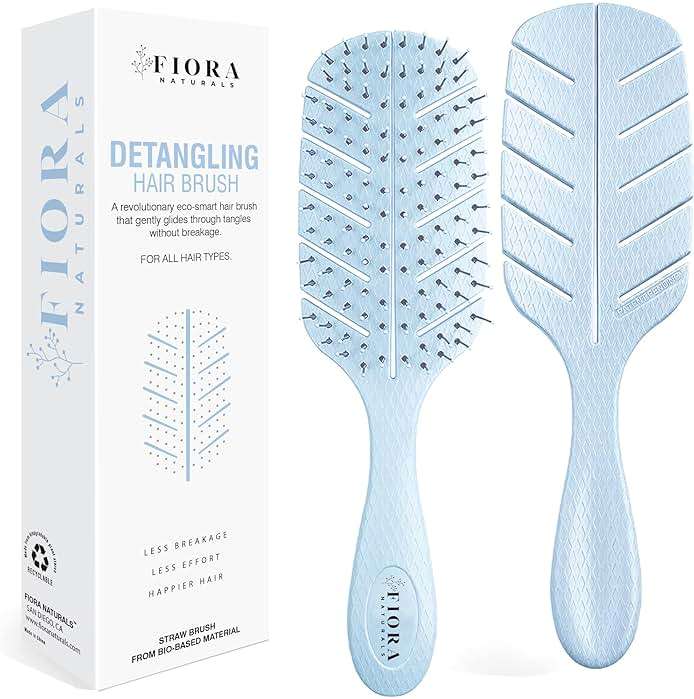 Detangler Brush by Fiora Naturals - Detangling brush w/Ultra-Soft Bristles - Glide Through Tangles with Ease - For Curly, Fine, Black Natural, Women, Men, Kids - Dry and Wet Hair - Image 1