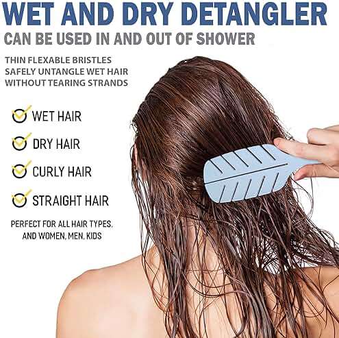 Detangler Brush by Fiora Naturals - Detangling brush w/Ultra-Soft Bristles - Glide Through Tangles with Ease - For Curly, Fine, Black Natural, Women, Men, Kids - Dry and Wet Hair - Image 2