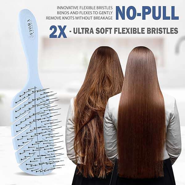 Detangler Brush by Fiora Naturals - Detangling brush w/Ultra-Soft Bristles - Glide Through Tangles with Ease - For Curly, Fine, Black Natural, Women, Men, Kids - Dry and Wet Hair - Image 4