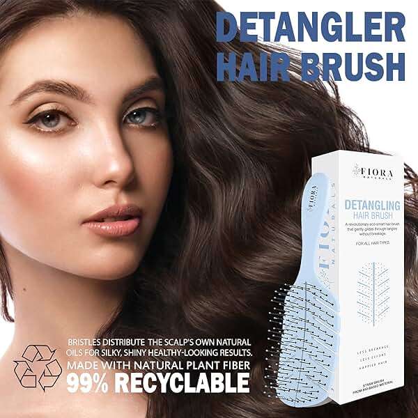 Detangler Brush by Fiora Naturals - Detangling brush w/Ultra-Soft Bristles - Glide Through Tangles with Ease - For Curly, Fine, Black Natural, Women, Men, Kids - Dry and Wet Hair - Image 5