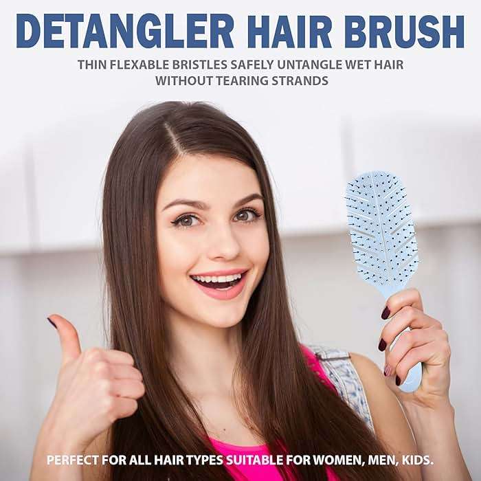 Detangler Brush by Fiora Naturals - Detangling brush w/Ultra-Soft Bristles - Glide Through Tangles with Ease - For Curly, Fine, Black Natural, Women, Men, Kids - Dry and Wet Hair - Image 7