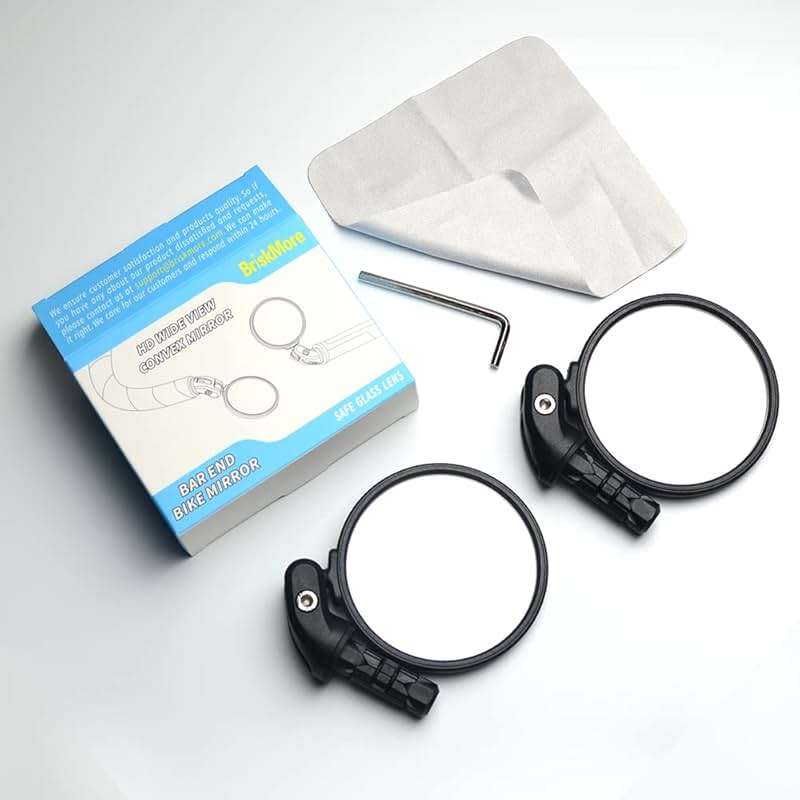 BriskMore Bike Mirrors,Bike Bar End Mirror, HD Glass Convex Lens Bicycle Rearview Mirror, Safe Cycling Rearview Mirror, Easy to Install - Image 7