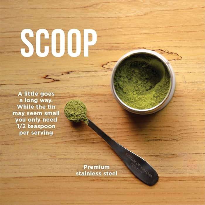 Jade Leaf Matcha - Stainless Steel Measuring Scoop - Perfect 1g (1/2 teaspoon) Serving of Green Tea Matcha Powder - Image 2