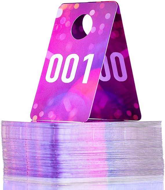 Live Plastic Number Tags Consecutive Live Number Tag, 1.97x3.15 Inch (5x8cm),Normal and Reverse Mirror Image Number Cards for Live Sales, Hanger Cards for Clothes, Reusable (1-100, Pink Spots) - Image 1