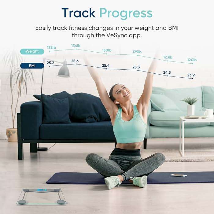 Etekcity Bathroom Scale for Body Weight and BMI, Upgraded Bluetooth Digital Scale, Large Blue LCD Backlight Display, High Precision Measurements, 400 Pounds - Image 2