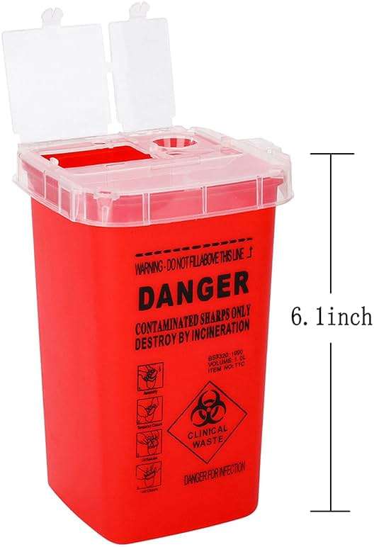 DOWEI Sharps Disposal Container,5 Pack Biohazard Needle Disposal Container 1 Quart Size for Supplies Accessories - Image 6