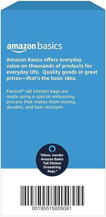 Amazon Basics Flextra Strength Tall Kitchen Drawstring Trash Bags, Fresh Scent, Tear Resistant, 13 Gallon, 120 Count - Image 6