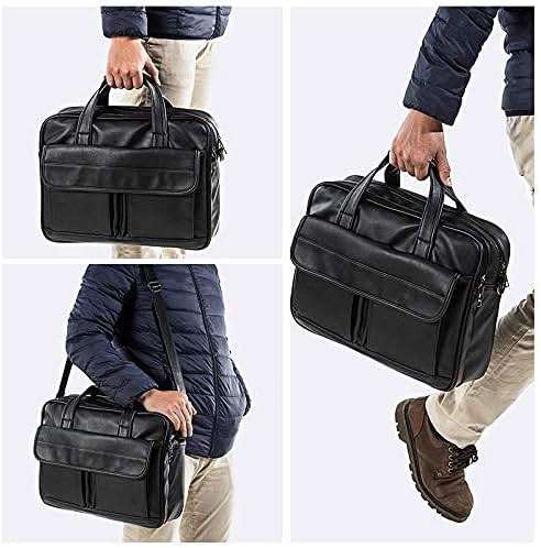 seyfocnia Men's Business Travel Briefcase Leather Handmade Messenger Bags Laptop Bag - Image 6