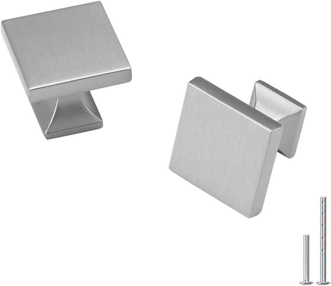 homdiy 30 Pack Square Cabinet Knobs - Brushed Nickel, Silver - Modern Style - Easy to Install - Kitchen, Dresser Drawers - Image 1