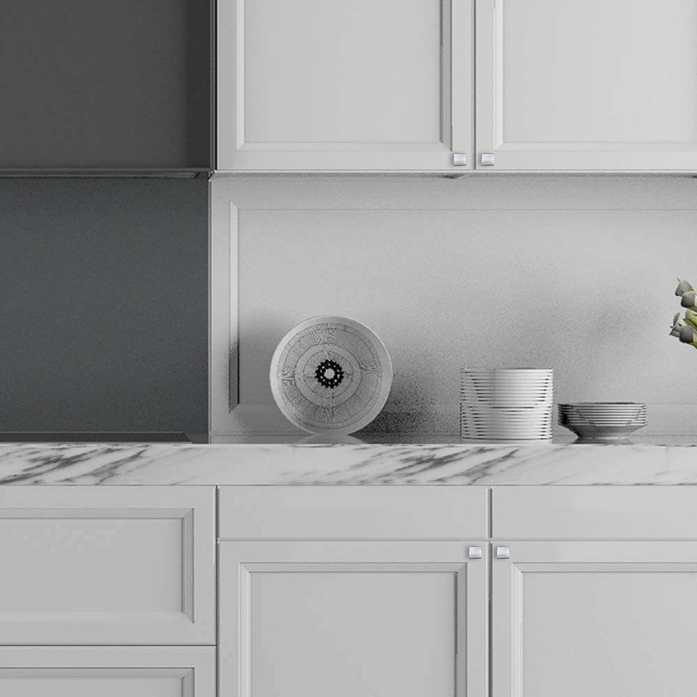 homdiy 30 Pack Square Cabinet Knobs - Brushed Nickel, Silver - Modern Style - Easy to Install - Kitchen, Dresser Drawers - Image 4