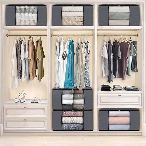 Fab totes 6 Pack Storage Bags for Clothes and Blanket, Foldable Closet Organizers and Storage with Zippers, Clear Window and Handles, Fabric Storage Bins for Sweater, Comforter, Bedding,Linen Sheets - Image 6