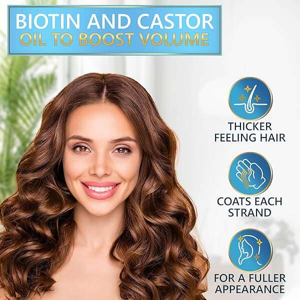 Biotin Shampoo and Conditioner Set with Castor Oil - Sulfate Free Formula to Boost Volume for Thinning Hair - Thickening Ingredients for Men and Women - Volumizing Salon Grade Treatment with Rosemary - Image 2