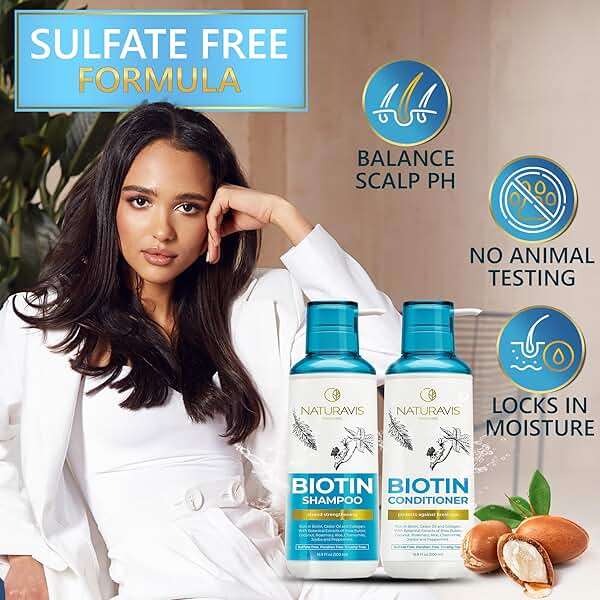 Biotin Shampoo and Conditioner Set with Castor Oil - Sulfate Free Formula to Boost Volume for Thinning Hair - Thickening Ingredients for Men and Women - Volumizing Salon Grade Treatment with Rosemary - Image 3