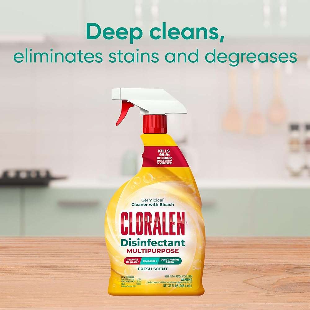 Cloralen All Purpose Cleaner with Bleach Spray - 32 fl oz - Fresh Scent - 3-in-1 Multipurpose Cleaner Spray - Deep Cleans, Eliminates Stains & Degreases - Image 2