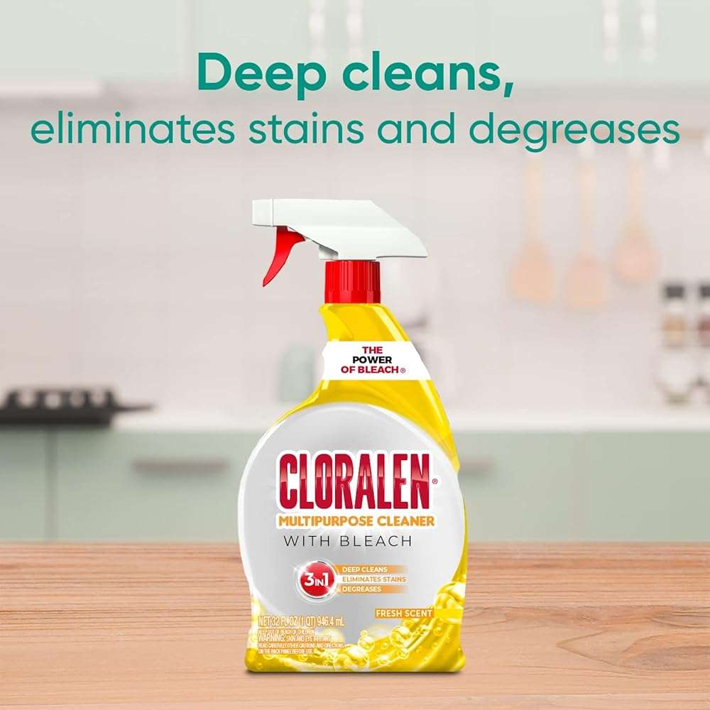 Cloralen All Purpose Cleaner with Bleach Spray - 32 fl oz - Fresh Scent - 3-in-1 Multipurpose Cleaner Spray - Deep Cleans, Eliminates Stains & Degreases - Image 3