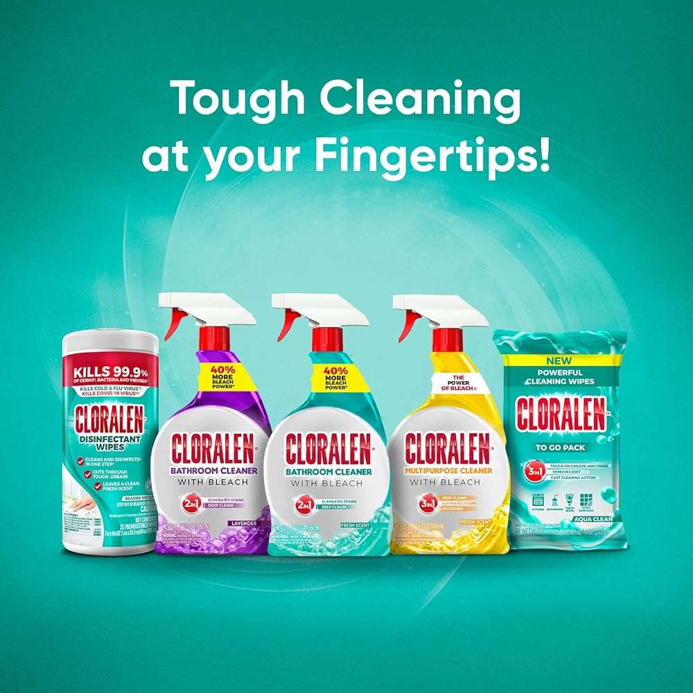 Cloralen All Purpose Cleaner with Bleach Spray - 32 fl oz - Fresh Scent - 3-in-1 Multipurpose Cleaner Spray - Deep Cleans, Eliminates Stains & Degreases - Image 7