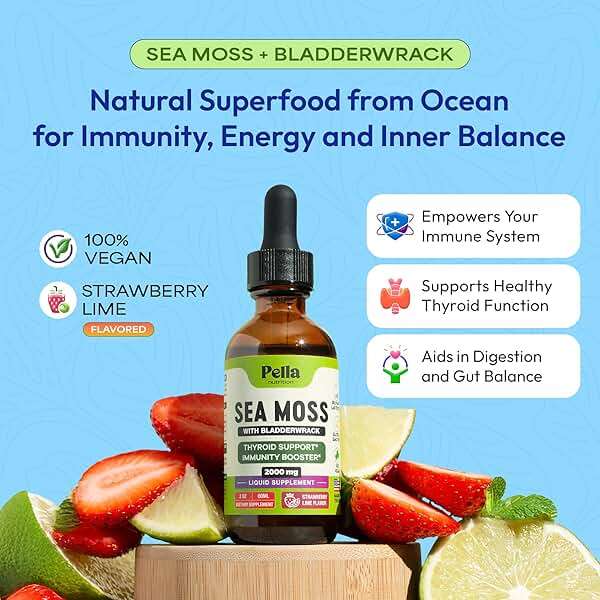 Pella Nutrition Sea Moss Drops with Bladderwrack – 4X Faster Absorption Than Irish Sea Moss Gel Superfood, Gummies, and Capsules – Digestive & Immune Support Supplement (Strawberry Lime, 60mL) - Image 2
