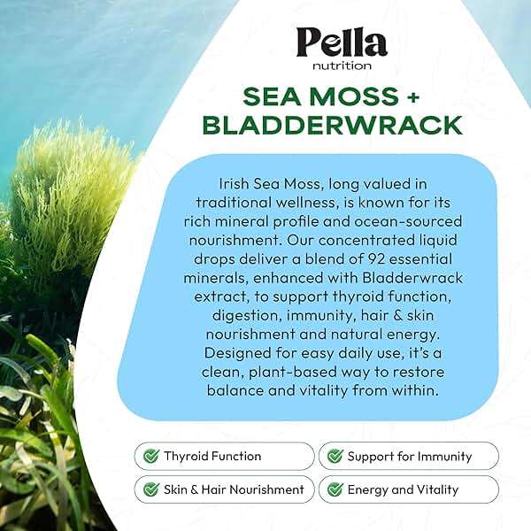 Pella Nutrition Sea Moss Drops with Bladderwrack – 4X Faster Absorption Than Irish Sea Moss Gel Superfood, Gummies, and Capsules – Digestive & Immune Support Supplement (Strawberry Lime, 60mL) - Image 5