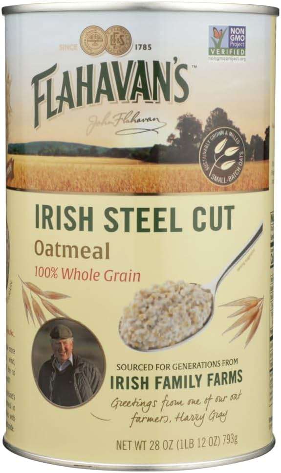 Flahavan’s Irish Steel Cut Oatmeal, 28 Ounce, 100% Whole Grain Oats, Non-GMO Verified, Field to Spoon, Traditional Irish Oatmeal, Tin [Pack of 2] - Image 1