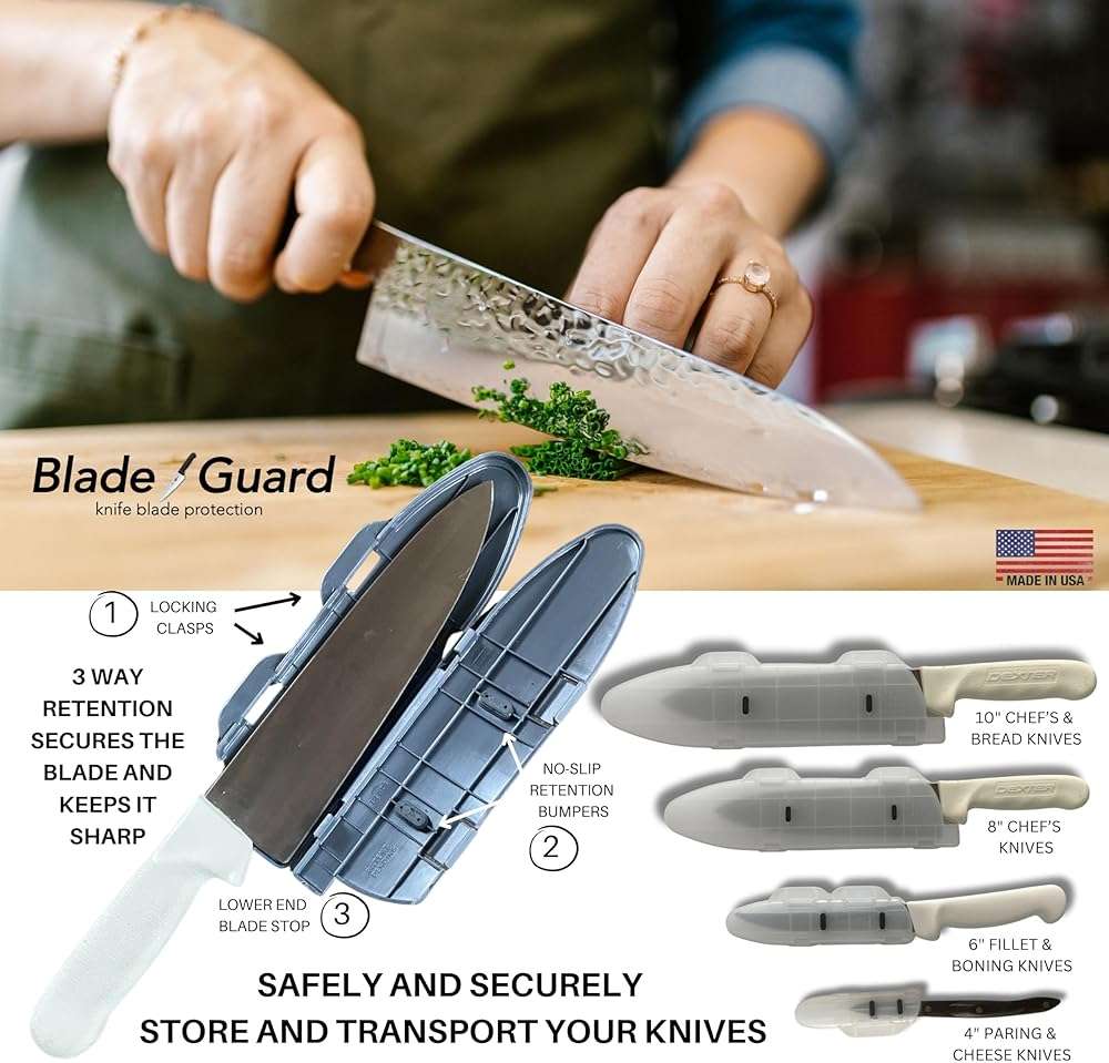 Agilux Blade Guard Knife Blade Protector Made in USA Safe Storage and Transport for Kitchen Knives Protects Edges in Drawers Travel Camping RV, Dishwasher Safe, Grey (10in) - Image 4