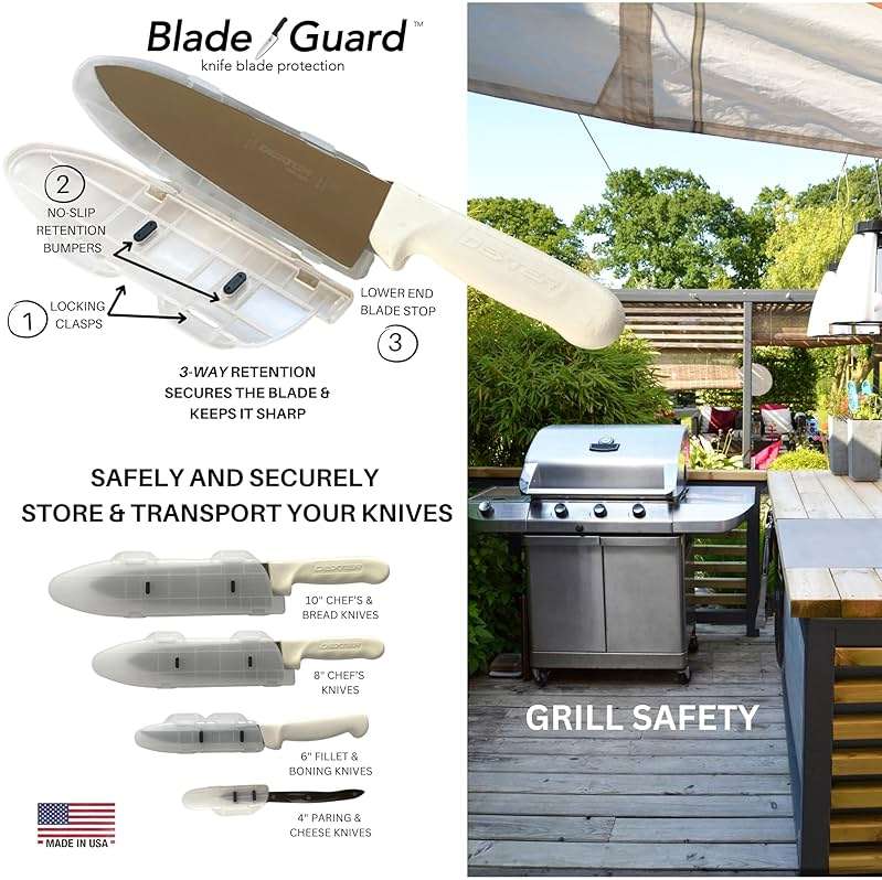 Agilux Blade Guard Knife Blade Protector Made in USA Safe Storage and Transport for Kitchen Knives Protects Edges in Drawers Travel Camping RV, Dishwasher Safe, Grey (10in) - Image 5