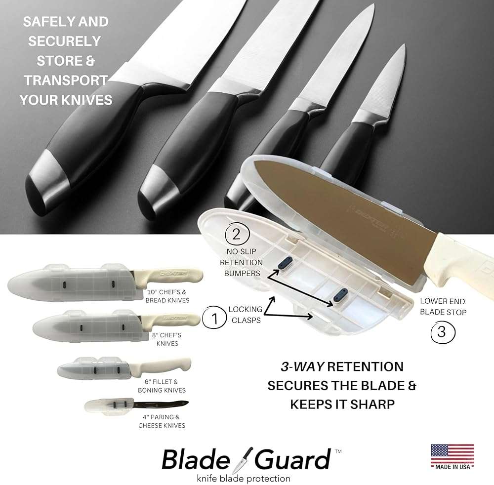 Agilux Blade Guard Knife Blade Protector Made in USA Safe Storage and Transport for Kitchen Knives Protects Edges in Drawers Travel Camping RV, Dishwasher Safe, Grey (10in) - Image 6