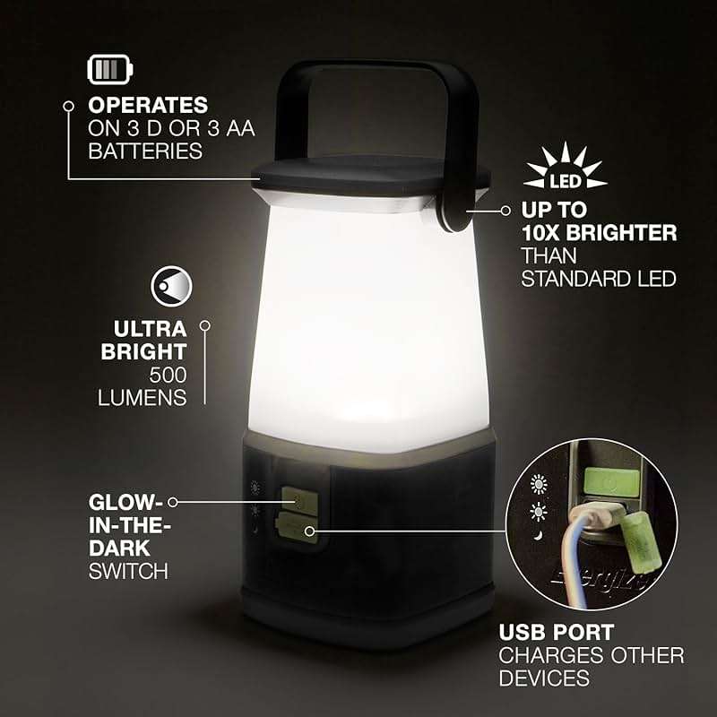 ENERGIZER WeatheReady LED Camping Lantern PRO-360, IPX4 Water Resistant Tent Light, Ultra Bright Battery Powered Lanterns for Camping, Outdoors, Emergency Power Outage - Image 3