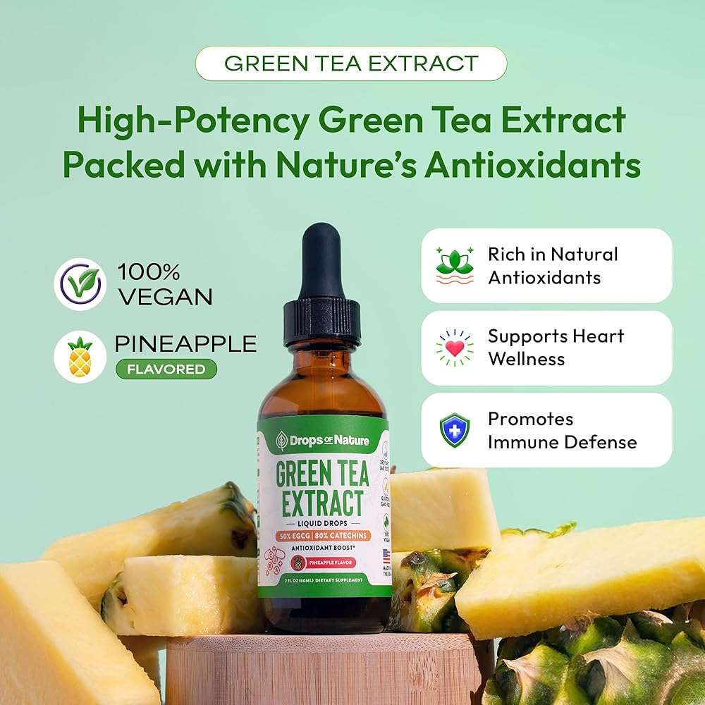 Green Tea 10:1 Extract 50% EGCG - Green Tea Liquid Drops - Vegan, 4X More Powerful Than Pills & Capsules - 2oz Antioxidant & Immune Supplement - Skin, Heart Support, Brain Health & Memory Boost - Image 2