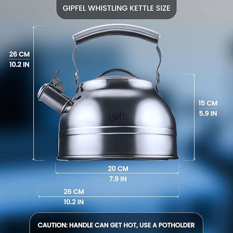 GIPFEL INTERNATIONAL Whistling Tea Kettle Stovetop - Food Grade Stainless Steel Teapot for Stove Top with Ergonomic Handle for Gas, Induction, Electric Stovetops 2.3 Quart - Image 2