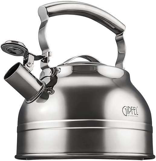 GIPFEL INTERNATIONAL Whistling Tea Kettle Stovetop - Food Grade Stainless Steel Teapot for Stove Top with Ergonomic Handle for Gas, Induction, Electric Stovetops 2.3 Quart - Image 3
