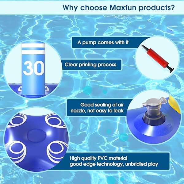 Max Fun Pool Toys Games Set, Inflatable Cross Ring Toss Games, Floating Pool Basketball Hoop, Inflatable Cactus Pool Floats for Kids Teens Adults Swimming Water Toys (3-Piece Set) - Image 3