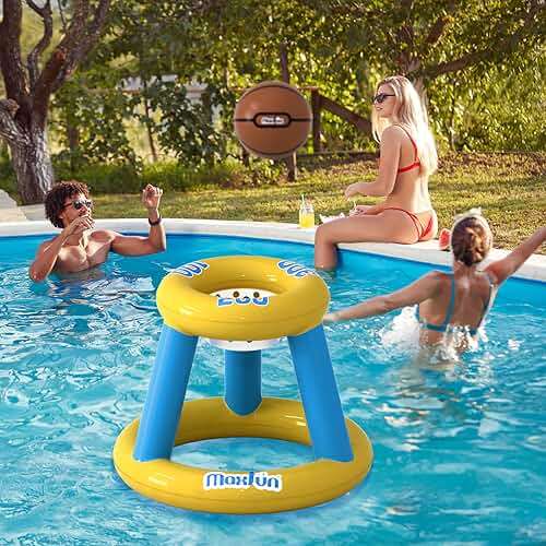 Max Fun Pool Toys Games Set, Inflatable Cross Ring Toss Games, Floating Pool Basketball Hoop, Inflatable Cactus Pool Floats for Kids Teens Adults Swimming Water Toys (3-Piece Set) - Image 6