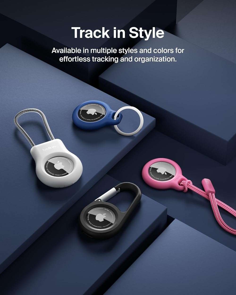 Belkin Apple Airtag Secure Holder With Strap - Apple Air Tag Keychain - Airtag Holder With Strap For Key Ring - Airtag Keychain Accessories - Scratch Resistant Airtag Case With Raised Edges - Black - Image 8