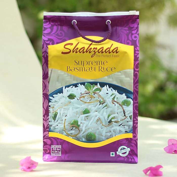 Shahzada Supreme Basmati Rice 10 Lbs – Extra Long Grain, Non-Sticky, Non GMO, Vegan, Gluten Free, No Cholesterol, Low Sodium, Zip-Lock Bag, Parboiled - Image 2
