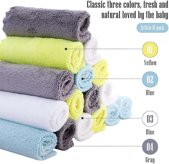 Cute Castle Ultra-Soft Baby Washcloths, 16 Pack - 9" by 9", Gentle on Sensitive Skin for Face and Body, Plush, Super Absorbent Wash Clothes for Girls and Boys - Image 4