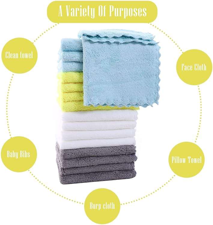 Cute Castle Ultra-Soft Baby Washcloths, 16 Pack - 9" by 9", Gentle on Sensitive Skin for Face and Body, Plush, Super Absorbent Wash Clothes for Girls and Boys - Image 8