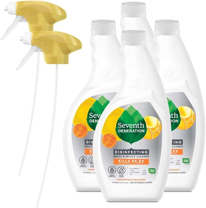 Seventh Generation Lemongrass Citrus Disinfecting Multi-Surface Cleaner - 26 Oz, Pack of 4 - Image 1