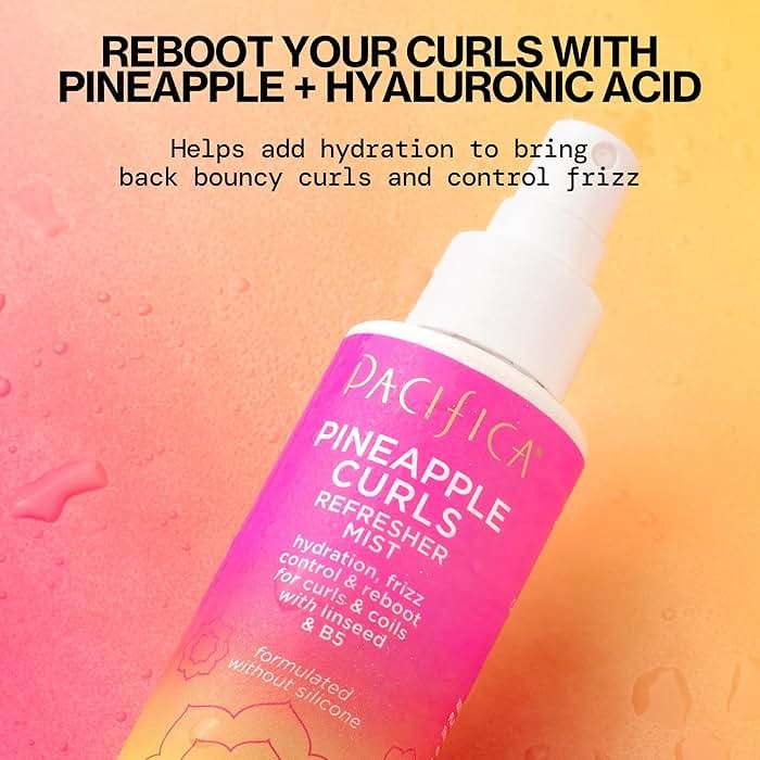 Pacifica Pineapple Curls Refresher Mist - Curl Refresher Spray, with Hyaluronic Acid, Vitamin B5 and Plant Oils, Vegan and Dermatologist Tested Curly Hair Products and Wavy Hair Products - 4 Fl Oz - Image 2